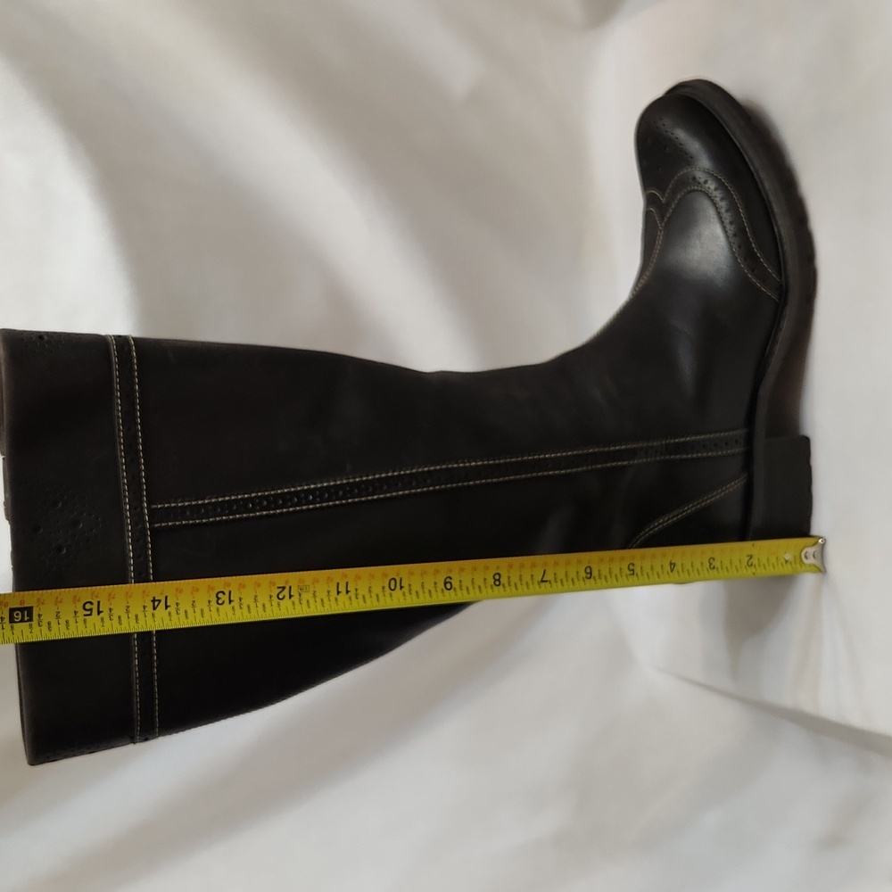 Timberland Tall Wingtip Brown Leather Heeled Boots (W Size 7.5) - Picture 13 of 16